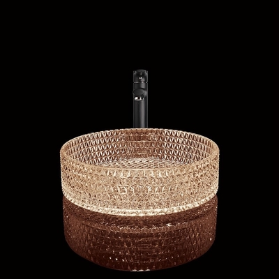 Diamond Vanity เคาน์เตอร์อ่างล้างหน้าสีชา Freestanding Bathroom Sink Bowl