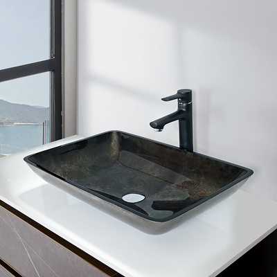 กระจกห้องน้ำสีเขียวเข้มไม่มีรูพรุน Dynamic Vessel Sink กระจกนิรภัย