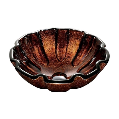 19mm Classic Clear Bathroom Sink Bowl Circular Tempered Glass Flower Shape สีน้ำตาล
