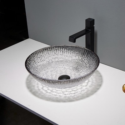 อ่างล้างหน้าคริสตัลโมเดิร์นไล่โทนสีดำ Modern Glass Vessel