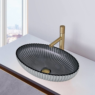 Die Casting Glass Vessel Basin สีเทาควันบุหรี่ภายใน 135 มม. ความสูง