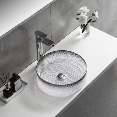 อ่างล้างหน้ากระจกไล่ระดับสีดำ Casting Crystal Bathroom Vanity Sink