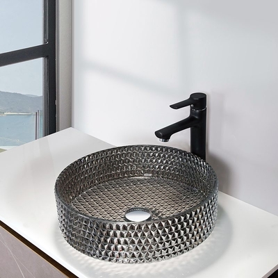 Chromed Finish Crystal Sink Bowl อ่างล้างหน้าโต๊ะเครื่องแป้งห้องน้ำที่หรูหรา