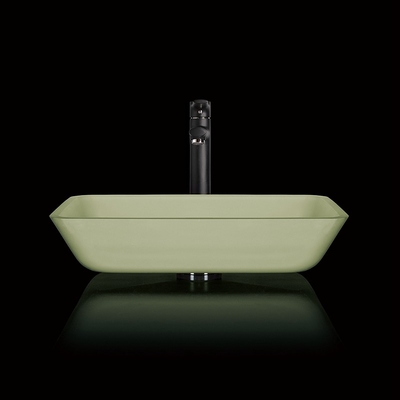105mm 330mm Counter Top Bowl Sink รูปสี่เหลี่ยมผืนผ้า สีขาว สีเขียวอ่อน ห้องน้ำ