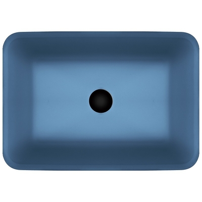 อ่างล้างจานแก้วแกร่งที่ทำด้วยมือ Matt Vessel Light Blue Vanity Rectangular