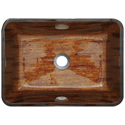 อ่างล้างหน้า OEM ทรงสี่เหลี่ยมผืนผ้า Bark Brown Handmade Tempered Vessel Sink