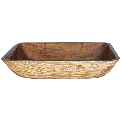 อ่างล้างหน้า OEM ทรงสี่เหลี่ยมผืนผ้า Bark Brown Handmade Tempered Vessel Sink