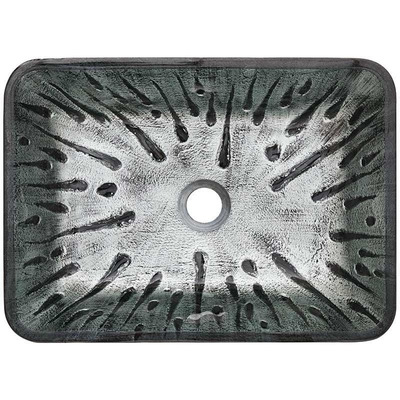 อ่างล้างเรือสี่เหลี่ยมสีเทา Hot Melt Hand Drawing กระจกนิรภัย Vanity Sink
