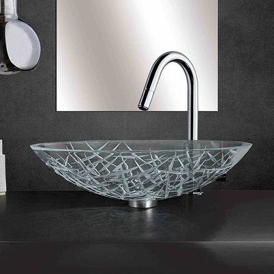Super Clear Large Oval Vessel Sink กระจกนิรภัย L51 5 * W360 * H140mm