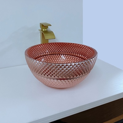 กระจกเงาวาว Rose Gold Vessel Sink Square เหนือเคาน์เตอร์ Electroplated