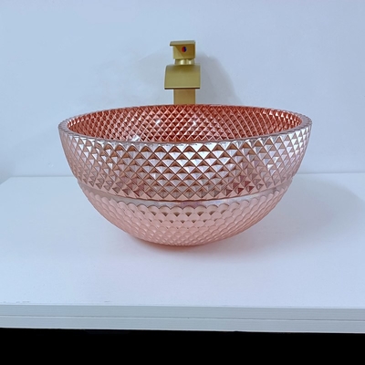 กระจกเงาวาว Rose Gold Vessel Sink Square เหนือเคาน์เตอร์ Electroplated