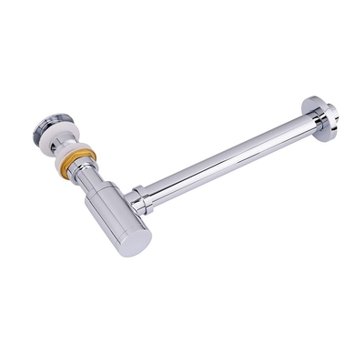 Chromed Silver Sink Waste Trap ห้องอาบน้ำ Sink Drain Round Siphon