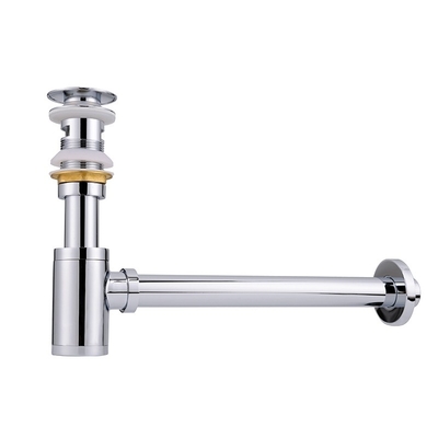 Chromed Silver Sink Waste Trap ห้องอาบน้ำ Sink Drain Round Siphon