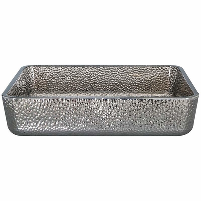 สีเงิน Chromed สี่เหลี่ยมด้านบนเคาน์เตอร์อ่างล้างจาน Shinning Shallow Vessel Bathroom Sink