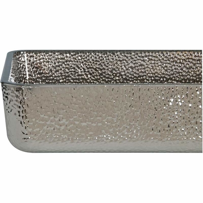 สีเงิน Chromed สี่เหลี่ยมด้านบนเคาน์เตอร์อ่างล้างจาน Shinning Shallow Vessel Bathroom Sink