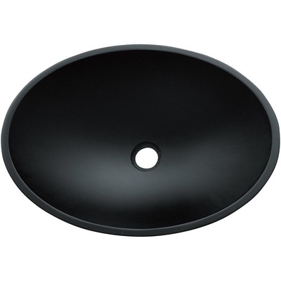 อ่างล้างจานทรงกลมสีดำรูปไข่กระจกนิรภัยสีกรด Matt Countertop