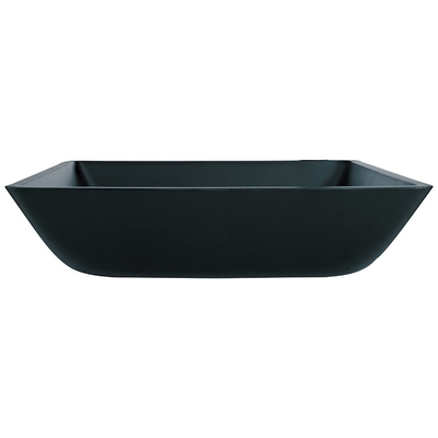 ห้องน้ำ Matt Black Basin Square Vessel Sink 400mm Tempered Glass
