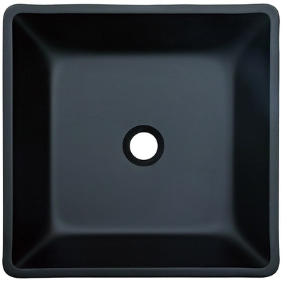 ห้องน้ำ Matt Black Basin Square Vessel Sink 400mm Tempered Glass
