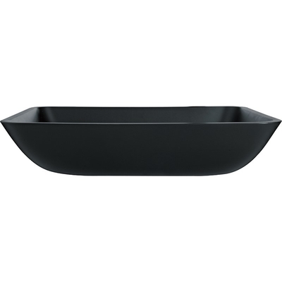 Frosted Crystal Stone อ่างล้างหน้าในห้องน้ำสี่เหลี่ยมสีดำ Matte Vessel Sink
