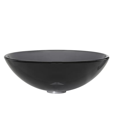 อ่างล้างหน้าแบบวงกลม อ่างล้างหน้าแบบแฮนด์เมด กระจกนิรภัย สีเทา Vessel Bathroom Sink