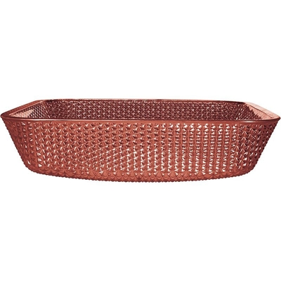 Electroplated Countertop Vanity Sinks Glass Square Vessel สีทองแดงวาววับ Modern
