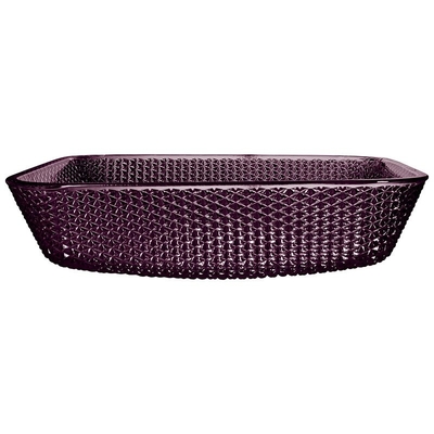 Smooth Countertop Vanity Sinks เพชรคริสตัลสีม่วง 12mm Square Glass Bathroom Sinks