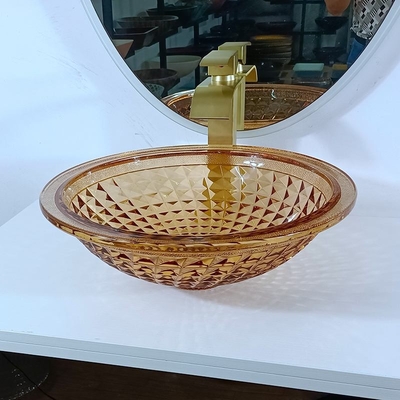 Vanity Artistic Round Basin Bowl อ่างล้างหน้าแก้วสีเหลืองอำพันดีไซน์อิตาลี
