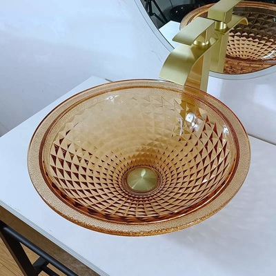 Vanity Artistic Round Basin Bowl อ่างล้างหน้าแก้วสีเหลืองอำพันดีไซน์อิตาลี