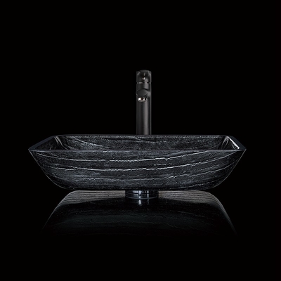 อ่างล้างหน้ากระจกนิรภัยทรงสี่เหลี่ยมผืนผ้าห้องน้ำ CNC Engraving Hot Melt
