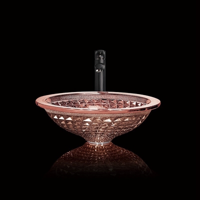 อ่างล้างหน้า Rose Gold รูปกรวยคริสตัล Chromed 450mm Length