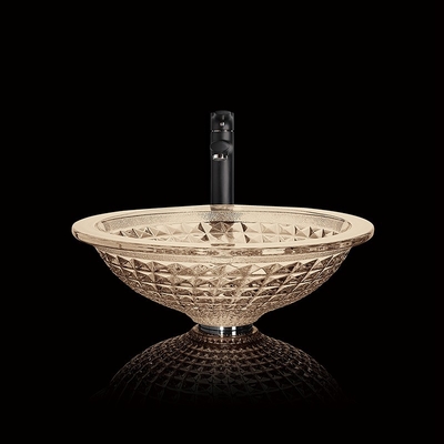 แชมเปญคริสตัลอ่างล้างหน้าแบบวงกลม Wash Hand Home Bathroom Funnel Shape