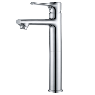 อ่างล้างหน้าทองเหลืองแข็งอุปกรณ์เสริมทนต่อการกัดกร่อน Single Hole Chrome Vessel Sink Faucet