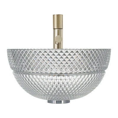 อ่างล้างหน้าแก้วคริสตัลใสอ่างล้างหน้า Calathiform Bathroom Countertop Sinks
