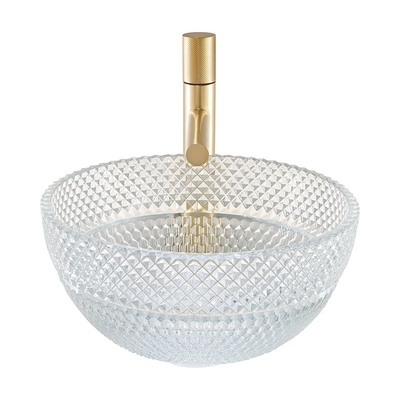 อ่างล้างหน้าแก้วคริสตัลใสอ่างล้างหน้า Calathiform Bathroom Countertop Sinks
