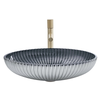 Die Casting Glass Vessel Basin สีเทาควันบุหรี่ภายใน 135 มม. ความสูง