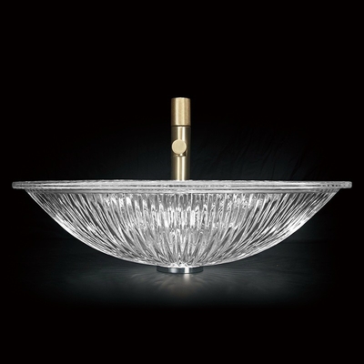 One Piece Molding Glass Vessel Sink Bowl 550mm Long No Overflow