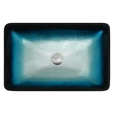 Gradient Blue Temper Bath Wash Basins Glass Bowl Rectangular Table Top Solid