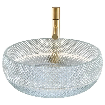 อ่างล้างภาชนะแก้วใสหนา 12 มม. สำหรับ Office Art Deco Round Shape