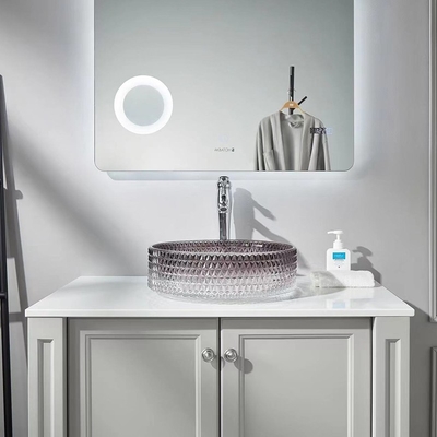 อ่างล้างหน้ากระจกไล่ระดับสีดำ Casting Crystal Bathroom Vanity Sink