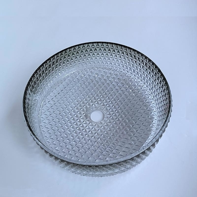 อ่างล้างหน้ากระจกไล่ระดับสีดำ Casting Crystal Bathroom Vanity Sink