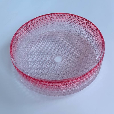 Modern Gradient Red Glass Basin Bowl Casting Crystal Bathroom Vanity Sink
