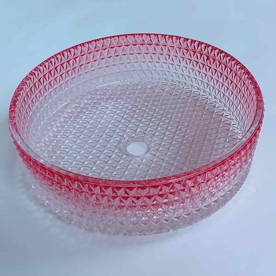Modern Gradient Red Glass Basin Bowl Casting Crystal Bathroom Vanity Sink
