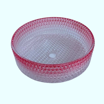 Modern Gradient Red Glass Basin Bowl Casting Crystal Bathroom Vanity Sink
