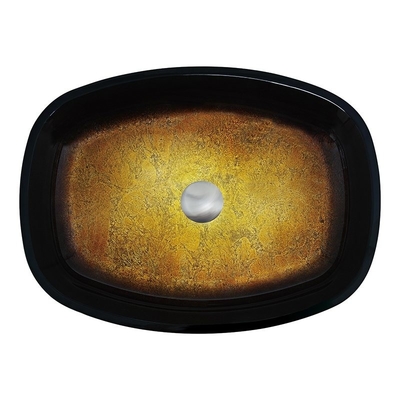 Gradient Brown Tempered Bathroom Wash Basins Melon Shape Table Top Solid Glass Sinks