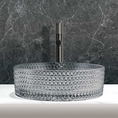 อ่างล้างจานติดเคาน์เตอร์อ่างล้างจานแบบใส Ligth Grey Color Bathroom Sinks Sinks