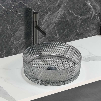 อ่างล้างจานติดเคาน์เตอร์อ่างล้างจานแบบใส Ligth Grey Color Bathroom Sinks Sinks