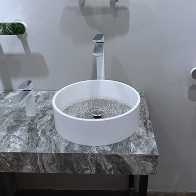 ขาว marble Edge กระจกใส ด้านล่างกระจก ล้างส้วม Bowl ล้างส้วม